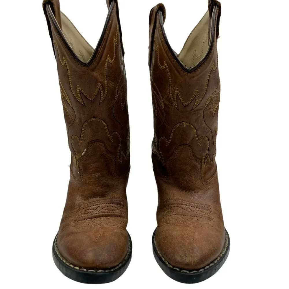 Old West Kids Boots Unisex-Child J Toe Western Boots Tan Canyon Size 9.5